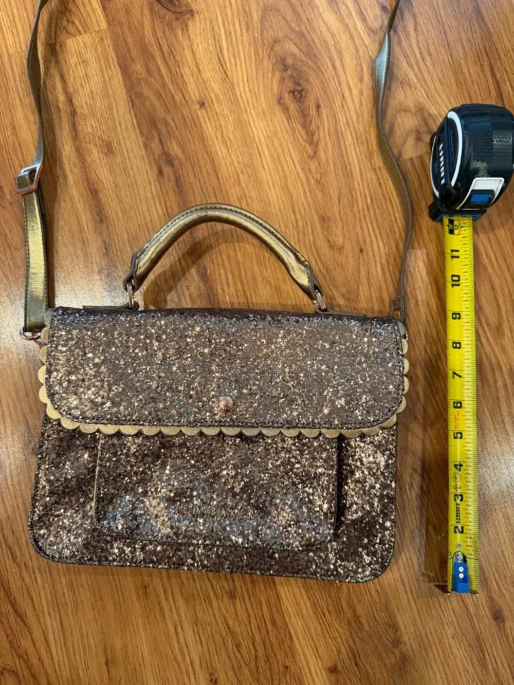Ted Baker crossbody glitter satchel - bronze color